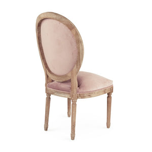 Zentique Medallion Solid Oak Side Chair with Plush Velvet Upholstery, Timeless Medallion-Back Design, USA Crafted Limed Grey Oak, Dusty Rose Velvet B004 E272 V004