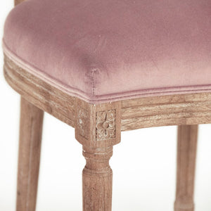 Zentique Medallion Solid Oak Side Chair with Plush Velvet Upholstery, Timeless Medallion-Back Design, USA Crafted Limed Grey Oak, Dusty Rose Velvet B004 E272 V004
