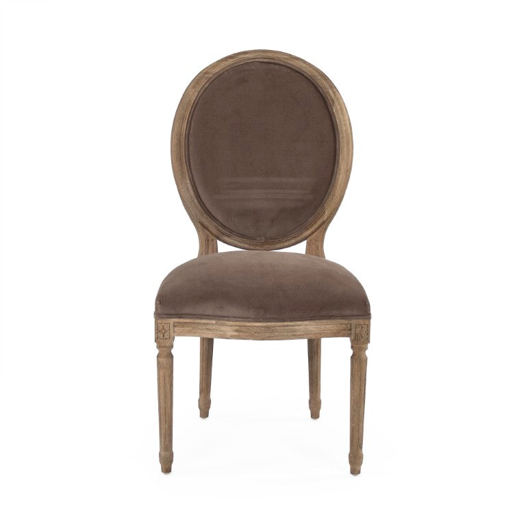 Zentique Medallion Velvet Side Chair with Oak Frame — Timeless Medallion-Back Design, Plush Ergonomic Seating (96 chars) B004 E272 V011