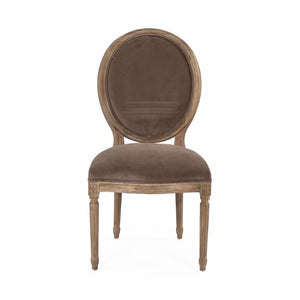 Zentique Medallion Velvet Side Chair with Oak Frame — Timeless Medallion-Back Design, Plush Ergonomic Seating (96 chars) B004 E272 V011