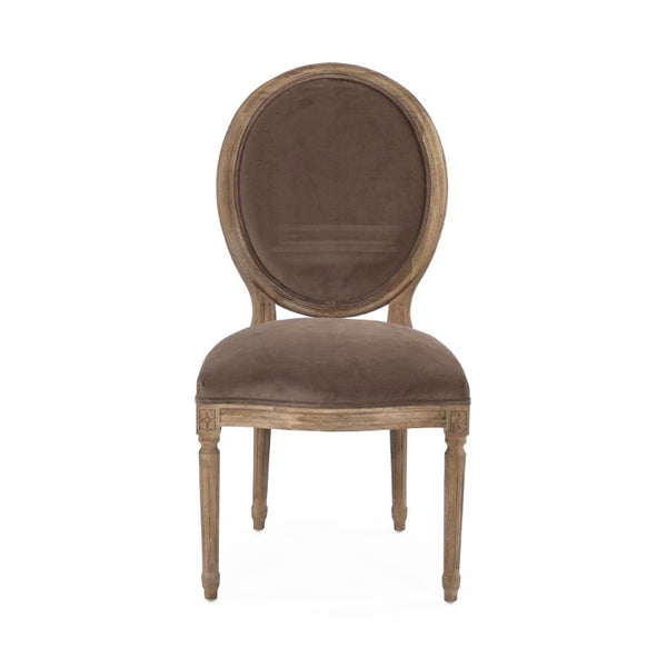 Zentique Medallion Velvet Side Chair with Oak Frame — Timeless Medallion-Back Design, Plush Ergonomic Seating (96 chars) B004 E272 V011