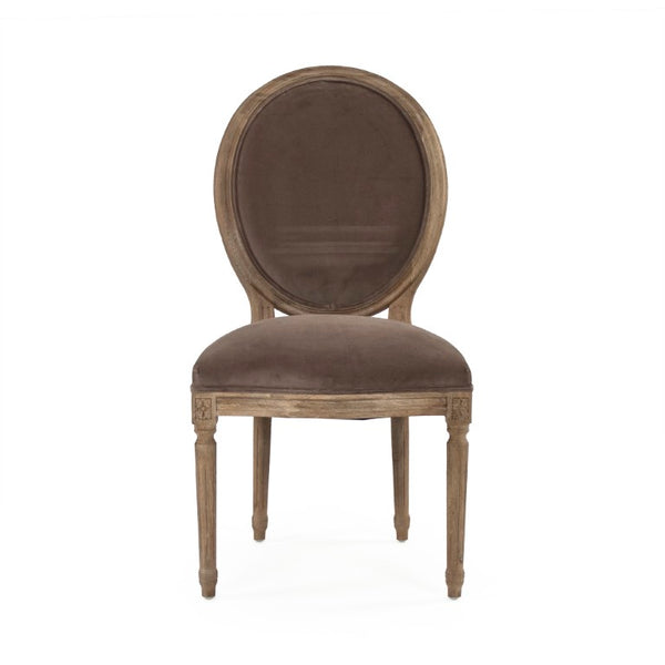Zentique Medallion Velvet Side Chair with Oak Frame — Timeless Medallion-Back Design, Plush Ergonomic Seating (96 chars) B004 E272 V011