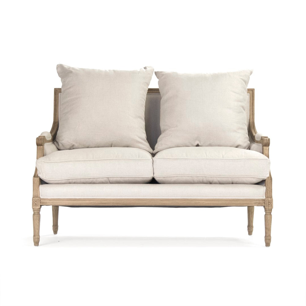 Louis Settee Natural Oak, Natural Linen B007-2 E255 A003 Zentique