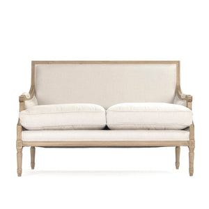 Louis Settee Natural Oak, Natural Linen B007-2 E255 A003 Zentique