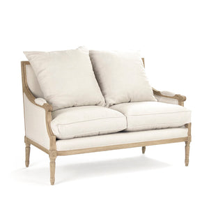 Louis Settee Natural Oak, Natural Linen B007-2 E255 A003 Zentique