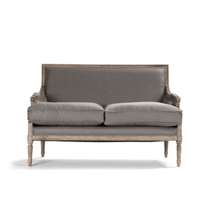 Louis Settee Limed Grey Oak, Grey Linen B007-2 E272 A048 Zentique