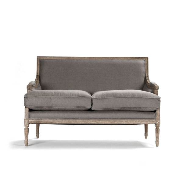 Louis Settee Limed Grey Oak, Grey Linen B007-2 E272 A048 Zentique