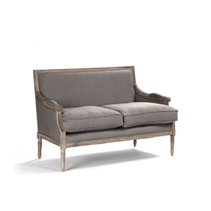 Louis Settee Limed Grey Oak, Grey Linen B007-2 E272 A048 Zentique