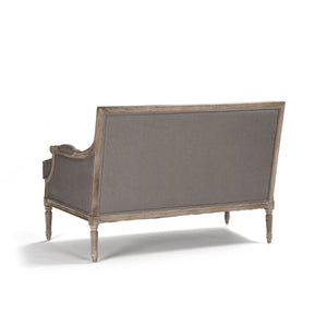 Zentique Louis classic settee with solid oak frame and breathable linen upholstery — timeless comfort & style for two Limed Grey Oak, Grey Linen B007-2 E272 A048
