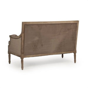 Zentique Louis Louis Settee Velvet Upholstered 2-Seater with Solid Oak Frame — Classic French Lines, Plush Comfort B007-2 E272 V011