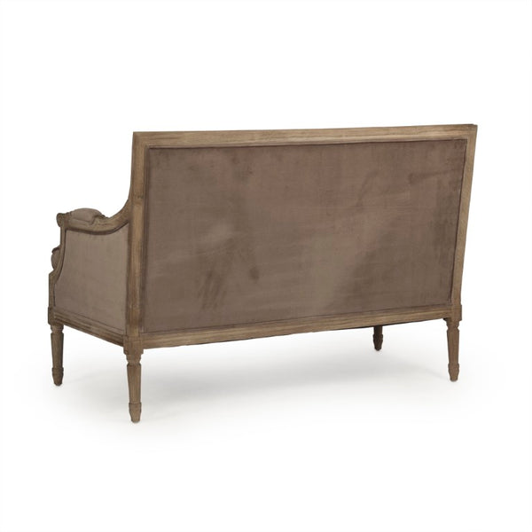 Zentique Louis Louis Settee Velvet Upholstered 2-Seater with Solid Oak Frame — Classic French Lines, Plush Comfort B007-2 E272 V011
