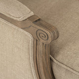 Louis Sofa Reclaimed Oak, English Khaki Linen with Blue Stripe B007-3 E255-3 A033 Blue Stripe Zentique