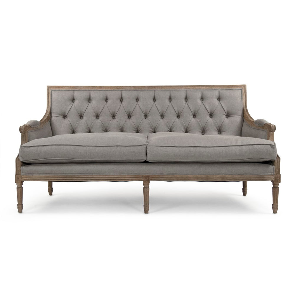 Louis Tufted Sofa Limed Grey Oak, Natural Linen B007-3-Z E272 A048 Zentique