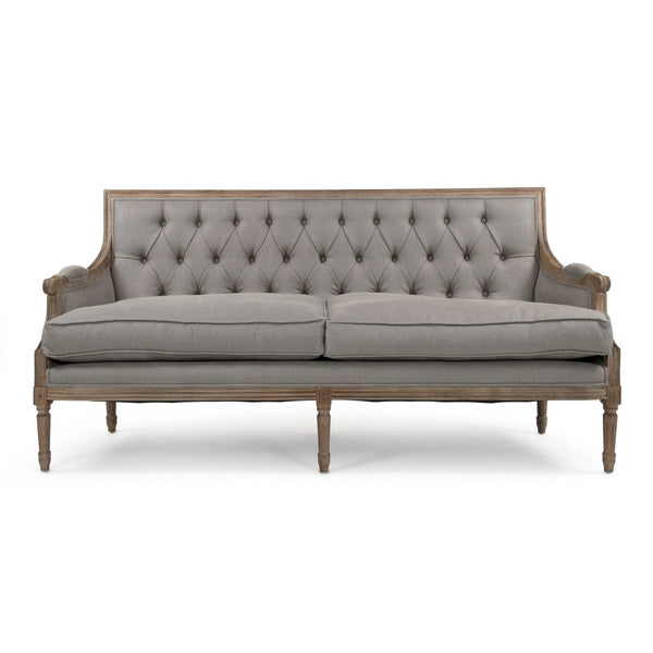 Louis Tufted Sofa Limed Grey Oak, Natural Linen B007-3-Z E272 A048 Zentique