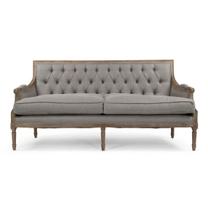 Louis Tufted Sofa Limed Grey Oak, Natural Linen B007-3-Z E272 A048 Zentique