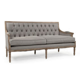 Louis Tufted Sofa Limed Grey Oak, Natural Linen B007-3-Z E272 A048 Zentique