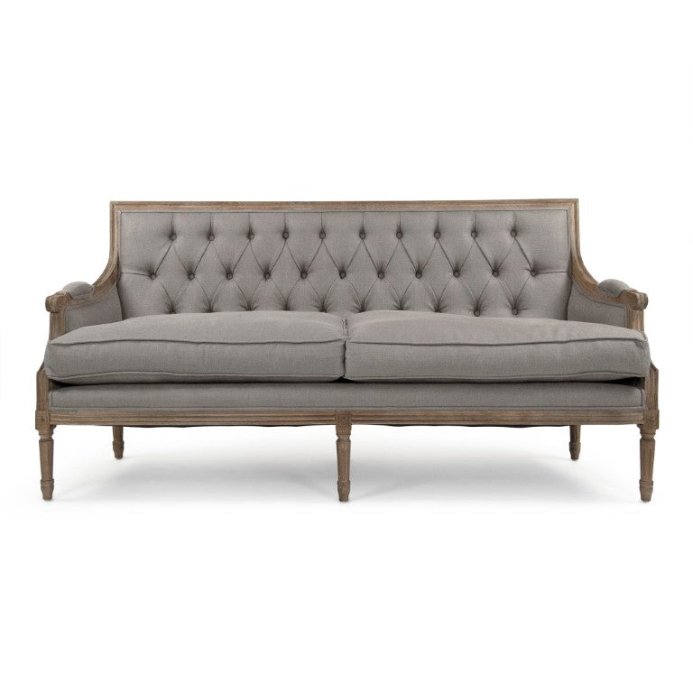 Zentique Louis Tufted Sofa — Oak Frame Linen Upholstery, Classic Tufting & Firm Comfort for Medium Rooms B007-3-Z E272 A048