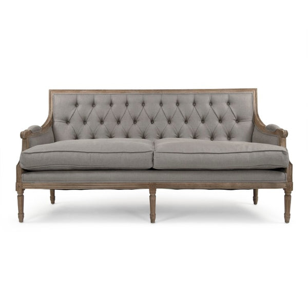 Zentique Louis Tufted Sofa — Oak Frame Linen Upholstery, Classic Tufting & Firm Comfort for Medium Rooms B007-3-Z E272 A048