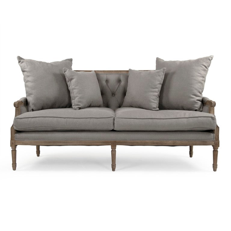 Zentique Louis Tufted Sofa — Oak Frame Linen Upholstery, Classic Tufting & Firm Comfort for Medium Rooms B007-3-Z E272 A048