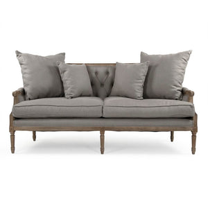 Zentique Louis Tufted Sofa — Oak Frame Linen Upholstery, Classic Tufting & Firm Comfort for Medium Rooms B007-3-Z E272 A048