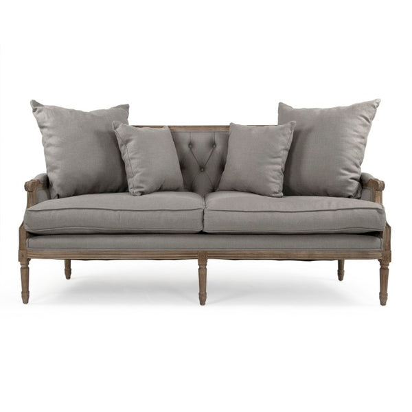 Zentique Louis Tufted Sofa — Oak Frame Linen Upholstery, Classic Tufting & Firm Comfort for Medium Rooms B007-3-Z E272 A048