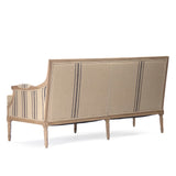 Louis Sofa Reclaimed Oak, English Khaki Linen with Blue Stripe B007-3 E255-3 A033 Blue Stripe Zentique