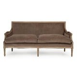 Louis Sofa Limed Grey Oak, Brown Velvet B007-3 E272 V011 Zentique