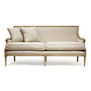 Zentique Louis Sofa — Elegant oak-framed linen-upholstered sofa with cushioned comfort and timeless craftsmanship (97) Natural Oak, Natural Linen B007-3 E255 A003