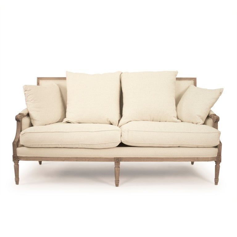 Zentique Louis Sofa Elegant Oak Frame Cotton Upholstery — Classic Silhouette, Neutral Finish, Durable Comfort (98) B007-3 E255 C020