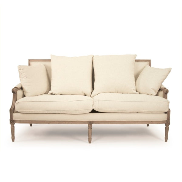 Zentique Louis Sofa Elegant Oak Frame Cotton Upholstery — Classic Silhouette, Neutral Finish, Durable Comfort (98) B007-3 E255 C020