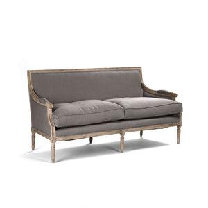 Zentique Louis Sofa — Elegant oak-framed linen-upholstered sofa with cushioned comfort and timeless craftsmanship (97) Limed Grey Oak, Grey Linen B007-3 E272 A048