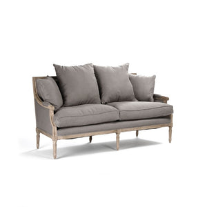 Zentique Louis Sofa — Elegant oak-framed linen-upholstered sofa with cushioned comfort and timeless craftsmanship (97) Limed Grey Oak, Grey Linen B007-3 E272 A048