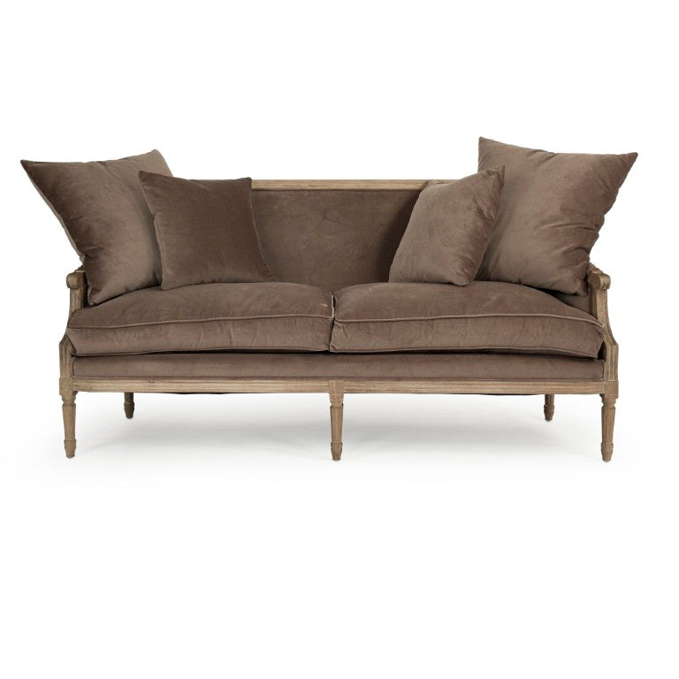 Zentique Louis Velvet Sofa — Oak Frame, Plush Deep Cushions, Compact 70" Width, Timeless Luxe Design for Homes B007-3 E272 V011
