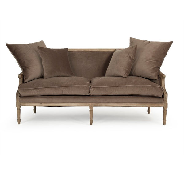 Zentique Louis Velvet Sofa — Oak Frame, Plush Deep Cushions, Compact 70" Width, Timeless Luxe Design for Homes B007-3 E272 V011