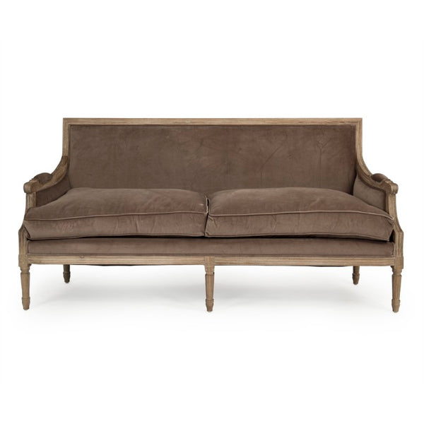 Zentique Louis Velvet Sofa — Oak Frame, Plush Deep Cushions, Compact 70" Width, Timeless Luxe Design for Homes B007-3 E272 V011