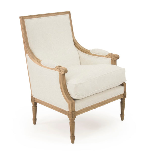 Louis Club Chair Natural Oak, Off-White Cotton B007 E255 C020 Zentique