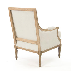 Louis Club Chair Natural Oak, Off-White Cotton B007 E255 C020 Zentique