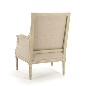 Louis Club Chair Grey Birch, Natural Linen B007 257-1 A003 Zentique