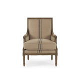 Louis Club Chair Reclaimed Oak, English Khaki Linen with Blue Stripe B007 E255-3 A033 Blue Stripe Zentique