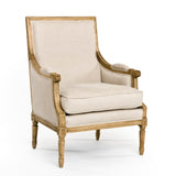 Louis Club Chair Natural Oak, Natural Linen B007 E255 A003 Zentique