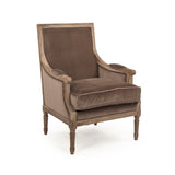 Louis Club Chair Limed Grey Oak, Brown Velvet B007 E272 V011 Zentique