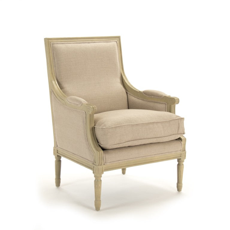 Zentique Louis Club Chair — Compact Linen Upholstered Armchair with Solid Birch Frame, Breathable Comfort, Versatile Style B007 257-1 A003