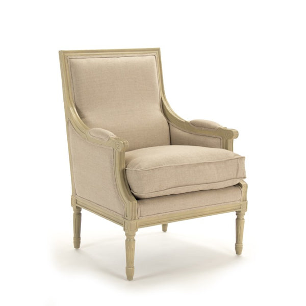 Zentique Louis Club Chair — Compact Linen Upholstered Armchair with Solid Birch Frame, Breathable Comfort, Versatile Style B007 257-1 A003
