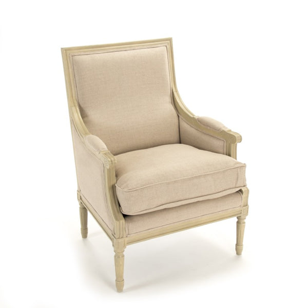 Zentique Louis Club Chair — Compact Linen Upholstered Armchair with Solid Birch Frame, Breathable Comfort, Versatile Style B007 257-1 A003