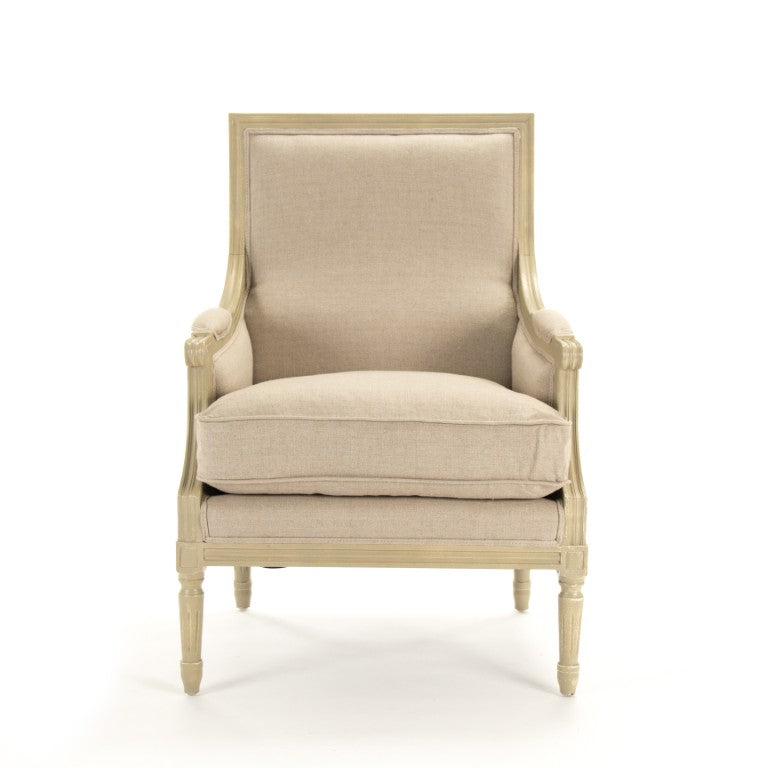 Zentique Louis Club Chair — Compact Linen Upholstered Armchair with Solid Birch Frame, Breathable Comfort, Versatile Style B007 257-1 A003