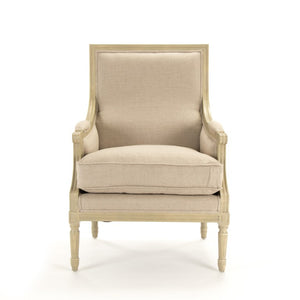 Zentique Louis Club Chair — Compact Linen Upholstered Armchair with Solid Birch Frame, Breathable Comfort, Versatile Style B007 257-1 A003
