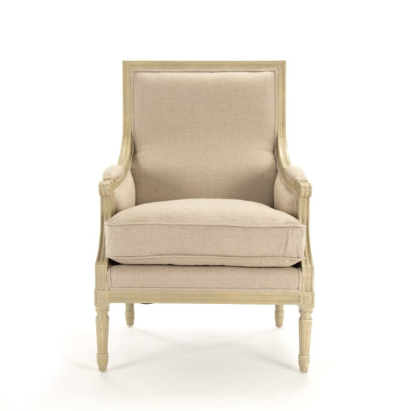 Zentique Louis Club Chair — Compact Linen Upholstered Armchair with Solid Birch Frame, Breathable Comfort, Versatile Style B007 257-1 A003