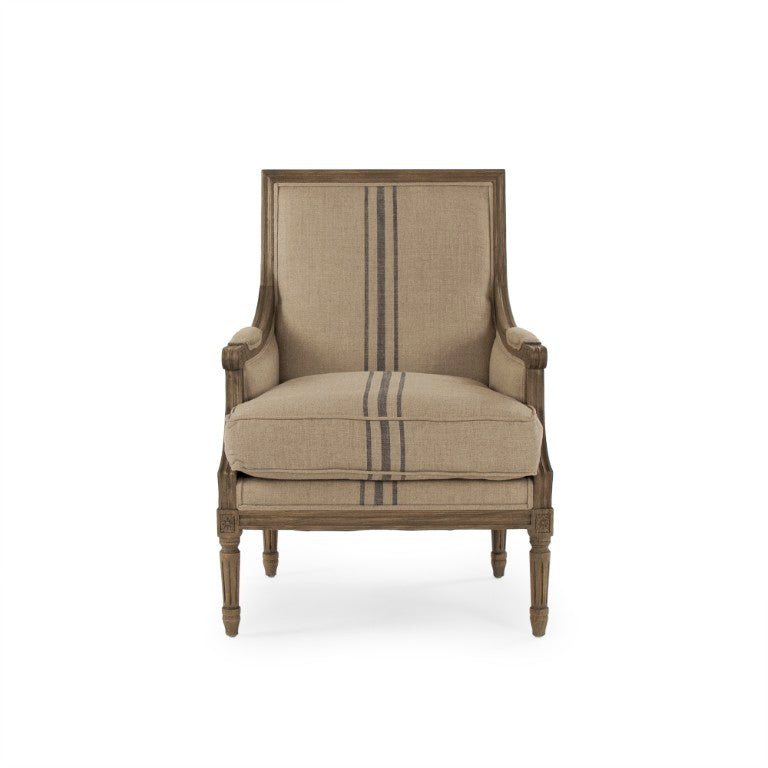 Zentique Louis Club Chair with Solid Oak Frame and Breathable Linen Upholstery for Timeless Comfort (94 chars) Natural Oak, Natural Linen B007 E255 A003