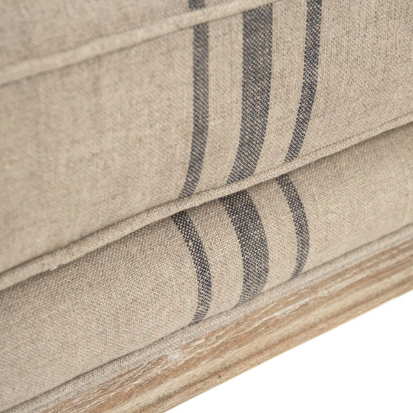 Zentique Louis Club Chair with Solid Oak Frame and Breathable Linen Upholstery for Timeless Comfort (94 chars) Limed Grey Oak, Khaki Linen with Blue Stripe B007 E272 A033 Blue Stripe
