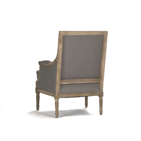 Zentique Louis Club Chair with Solid Oak Frame and Breathable Linen Upholstery for Timeless Comfort (94 chars) Limed Grey Oak, Grey Linen B007 E272 A048